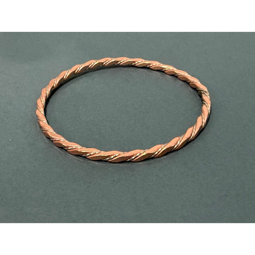 Twisted Bangle Bracelet Women 8 Inch Copper‎ Silver Tone Mixed Metal